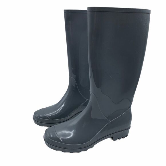 Polar Glossy Gray‎ Mid-Calf Rain Boots Sz 7 - Picture 1 of 8